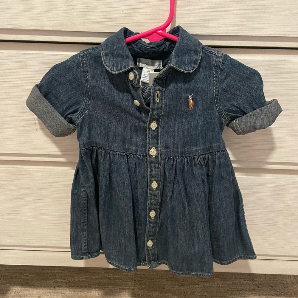 Polo Ralph Lauren Shirred Denim Shirtdress & Bloomer Set